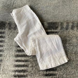 Eileen Fisher White Linen Trouser Zipper Pants